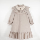 Popelin Sand Sherpa Yoke Dress