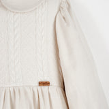 Popelin Off White Knit Detail Dress