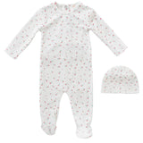 Kipp White Cherry Footie & Hat Set