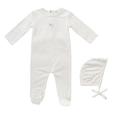 Kipp Blue Metallic Embroidered Footie & Bonnet Set