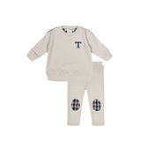 Teela Pearled Ivory Checkered Baby Boy Set