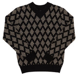 Klai Charcoal Pattern V Neck Sweater Set