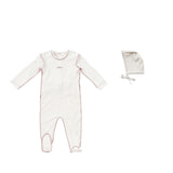 Kipp Mauve Edge Stitch Footie & Bonnet Set