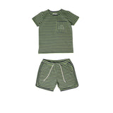 Crew Green Neon Stripe Short Set