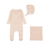 Bee & Dee Champagne Pink Pointelle Knit Collar Take Me Home Set