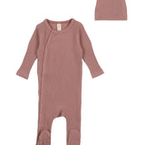 Lilette Mauve Rib Footie & Beanie Set