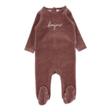 Lilette Heathered Mulberry Velour Bonjour Footie