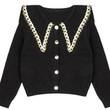 Mallory and Merlot Black Brice Collared Cardigan