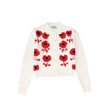 Valentina White Floral Embroidered Knit Cardigan