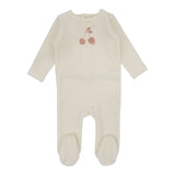 Lilette Ivory/Apricot Cherry Graphic Velour Footie & Hat Set