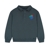 Bonmot Navy Embroidered Polo Sweatshirt