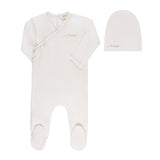 Ely's & Co Ivory/Rose Gold Amore Collection Footie & Beanie