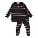 Lil Legs Black Multicolor Henley Ribbed Set