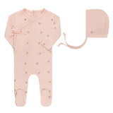 Ely's & Co Pink Tulip Embroidered Collection Footie & Bonnet