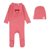 Lilette Bright Pink Big Graphic Heart Footie Set