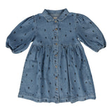 Analogie Denim Floral Print Three Quarter Sleeve Dress