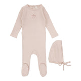 Lilette Peachy Pink Striped Pointelle Footie Set