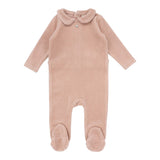 Lilette Dusty Pink Velour Collar Footie