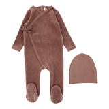 Lilette Berry Velour Wrap Footie Set